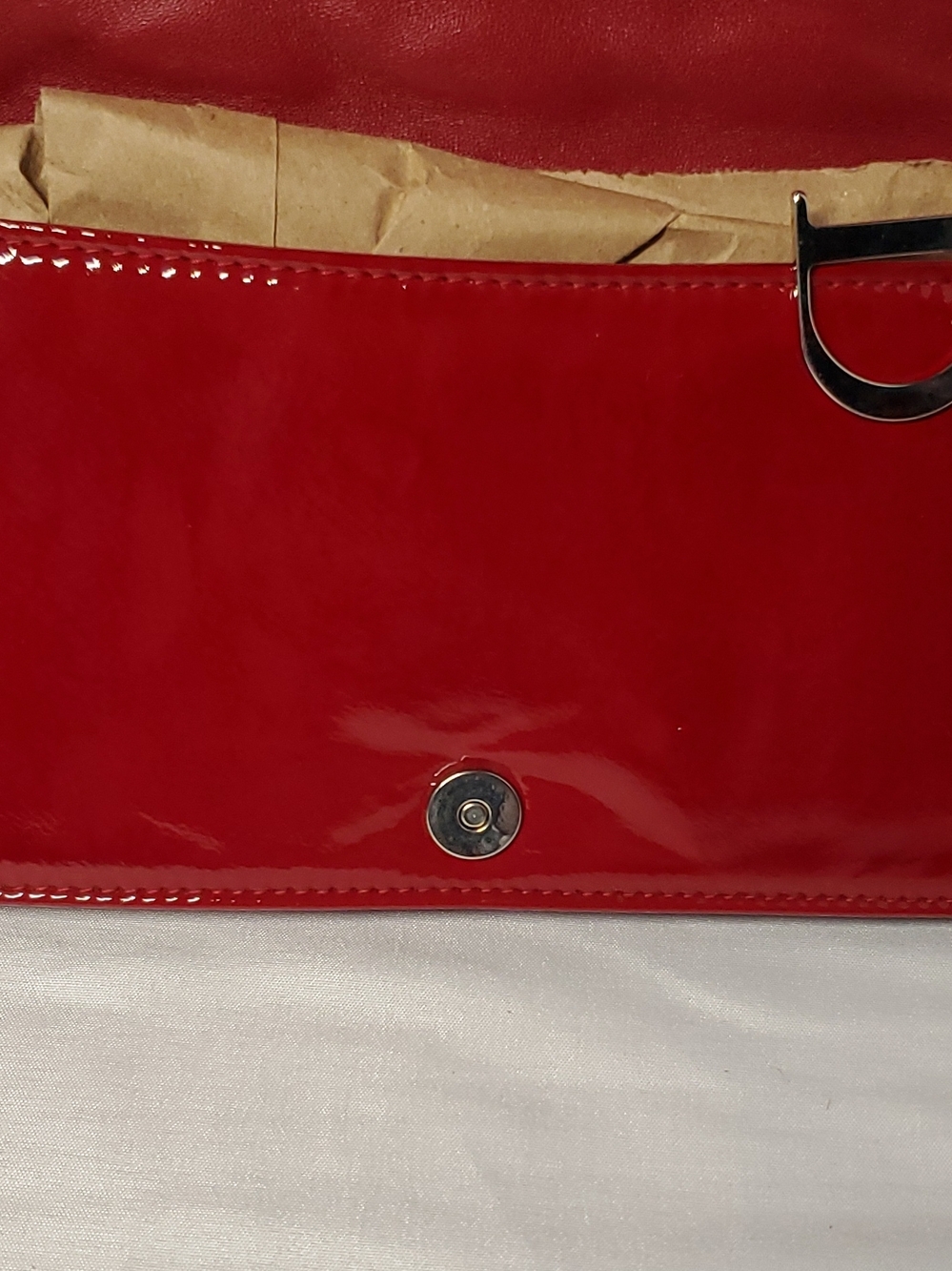 Authentic Christian Dior Red Quilted Patent Cannage Chain-Strap Shoulder Bag - Picture 7 of 16